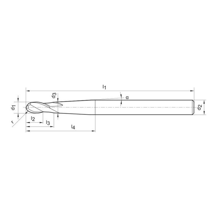 Radiusfräser WN VHM TiALN 4,0mm HA Z2L G1,3 FORMAT