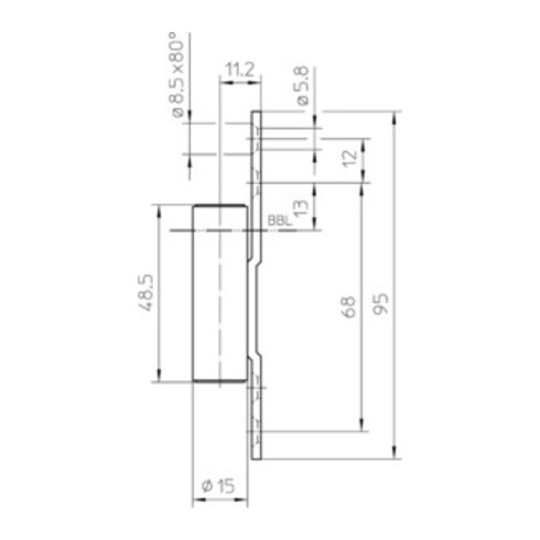 Rahmenteil V 8000 WF ASR STA vernickelt 3-teilig Stahlzargen Aufschraubband