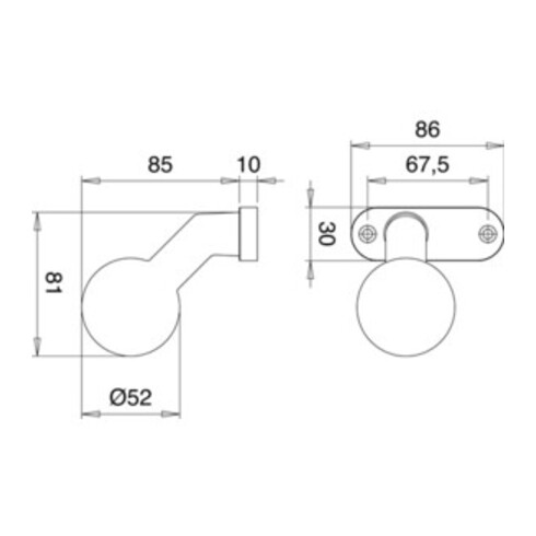Rahmentür-Knopf 1388/0000 Material Alu. F1 4-KT. 8mm feststehend