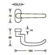 Rahmentürdrücker 06 1023 VA 6204 gekr. 4-KT. 8mm FSB-4