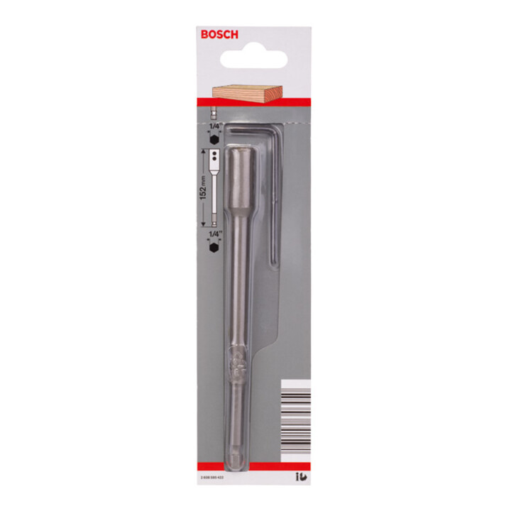 Rallonge Bosch 1/4", arbre hexagonal pour fraise plate Self Cut Speed 152 mm