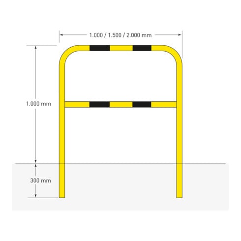 Rampe de protection Moravia pour extérieur noir/jaune 1300 x 1000 mm fixation murale