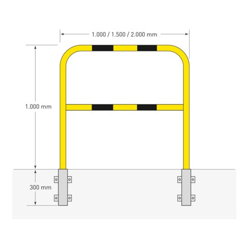 Rampe de protection Moravia pour extérieur noir/jaune 1300 x 1000 mm fixation murale