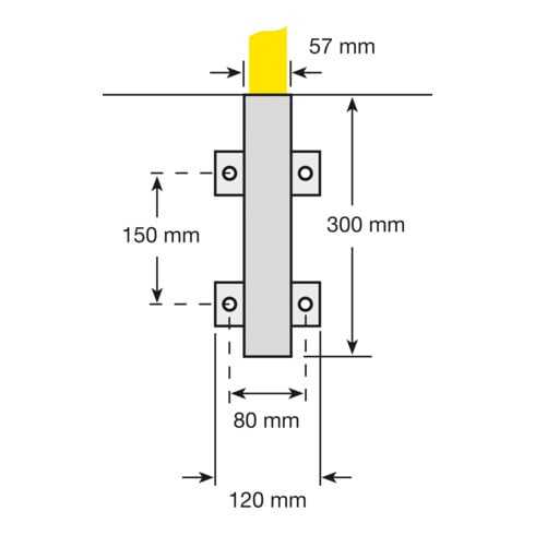 Rampe de protection Moravia pour extérieur noir/jaune 1300 x 1000 mm fixation murale