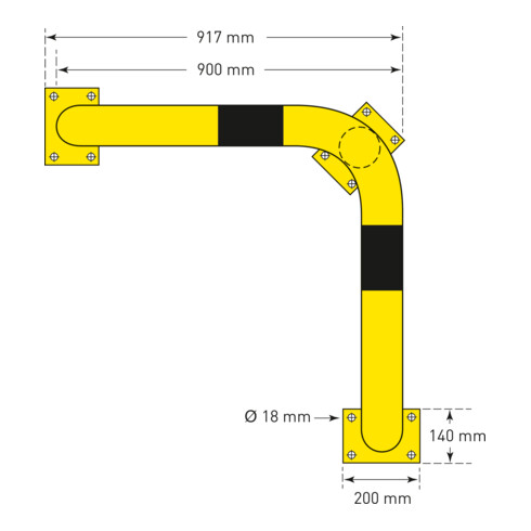Moravia Black Bull Protection d’angle x L pour intérieur à cheviller 1200 × 900 × 900 mm
