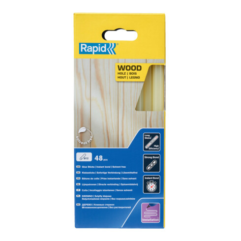 Rapid bâtons de colle bois, diamètre 12 x 190 mm, boîte de 48 pièces