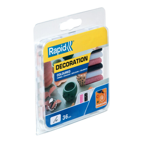 Rapid Bâtons de colle pailletés, Ø 7 x 90 mm 36 pcs blanc, noir, rose blister