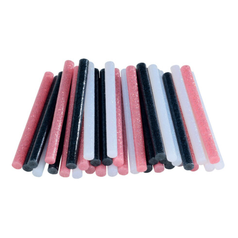 Rapid Bâtons de colle pailletés, Ø 7 x 90 mm 36 pcs blanc, noir, rose blister