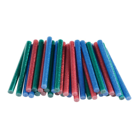 Rapid Bâtons de colle paillettes, diamètre 7 x 90 mm 36 pcs rouge, vert et bleu blister
