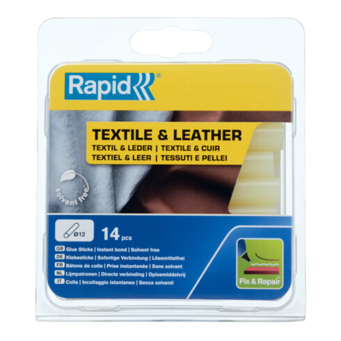 Rapid bâtons de colle textile et cuir, diamètre 12 x 94 mm, 14 pcs blister