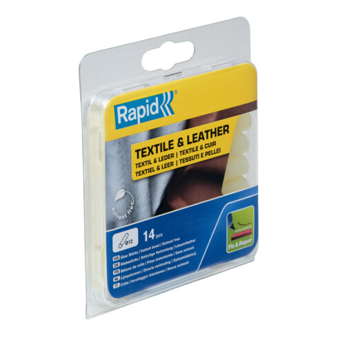 Rapid bâtons de colle textile et cuir, diamètre 12 x 94 mm, 14 pcs blister