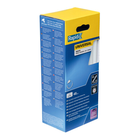 Rapid Bâtons de colle universels blancs, diamètre 12 x 190 mm, 48 pcs carton