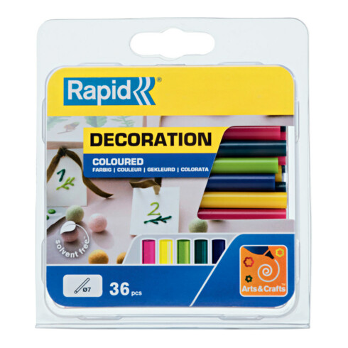 Rapid Klebesticks farbig Trend, Durchmesser 7 x 90 mm 36 Stk. Blister