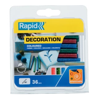 Rapid Klebesticks Glitzer, Durchmesser 7 x 90 mm 36 Stk. rot, grün und blau Blister