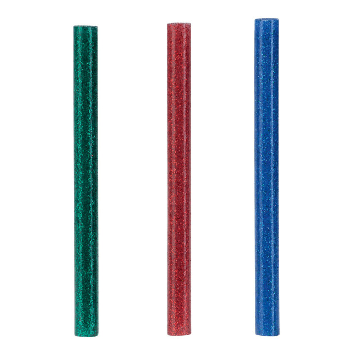 Rapid Klebesticks Glitzer, Durchmesser 7 x 90 mm 36 Stk. rot, grün und blau Blister