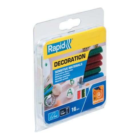 Rapid Klebesticks Glitzer oval, Durchmesser 9 x 94 mm 14 Stk. rot, grün und blau Blister