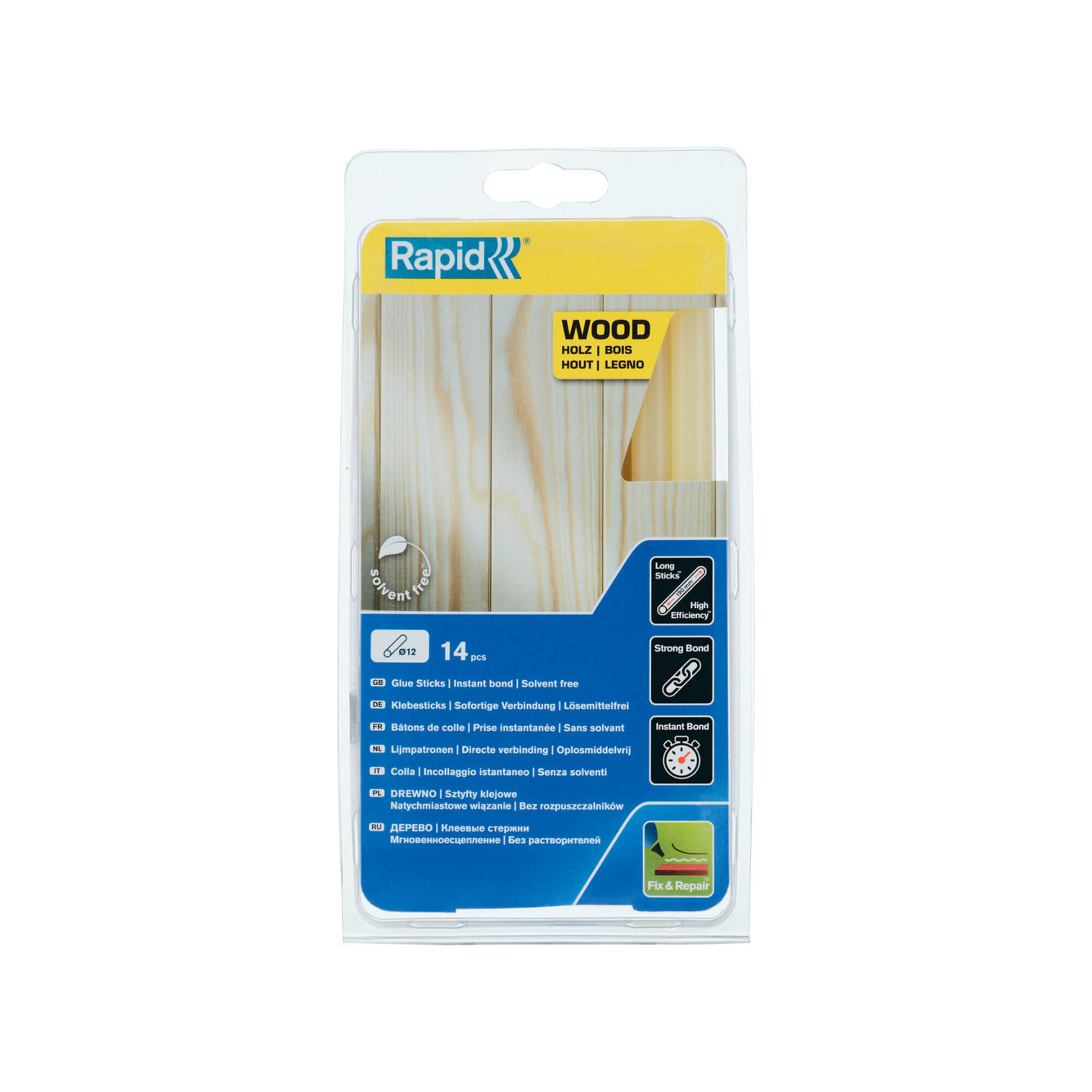 Rapid Klebesticks Holz, Durchmesser 12 x 190 mm 14 Stk. Blister