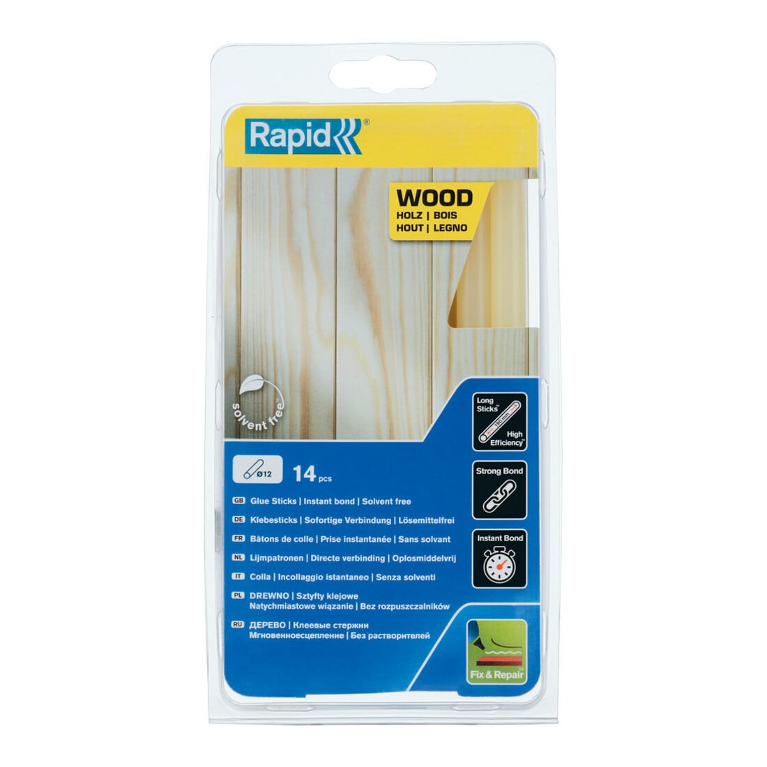 Rapid Klebesticks Holz, Durchmesser 12 x 190 mm 14 Stk. Blister