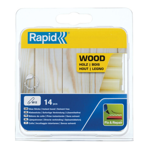 Rapid Klebesticks Holz, Durchmesser 12 x 94 mm 14 Stk. Blister