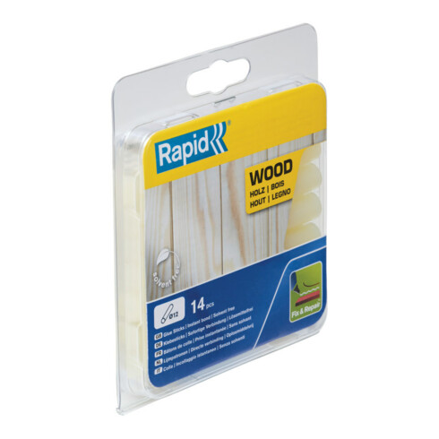 Rapid Klebesticks Holz, Durchmesser 12 x 94 mm 14 Stk. Blister