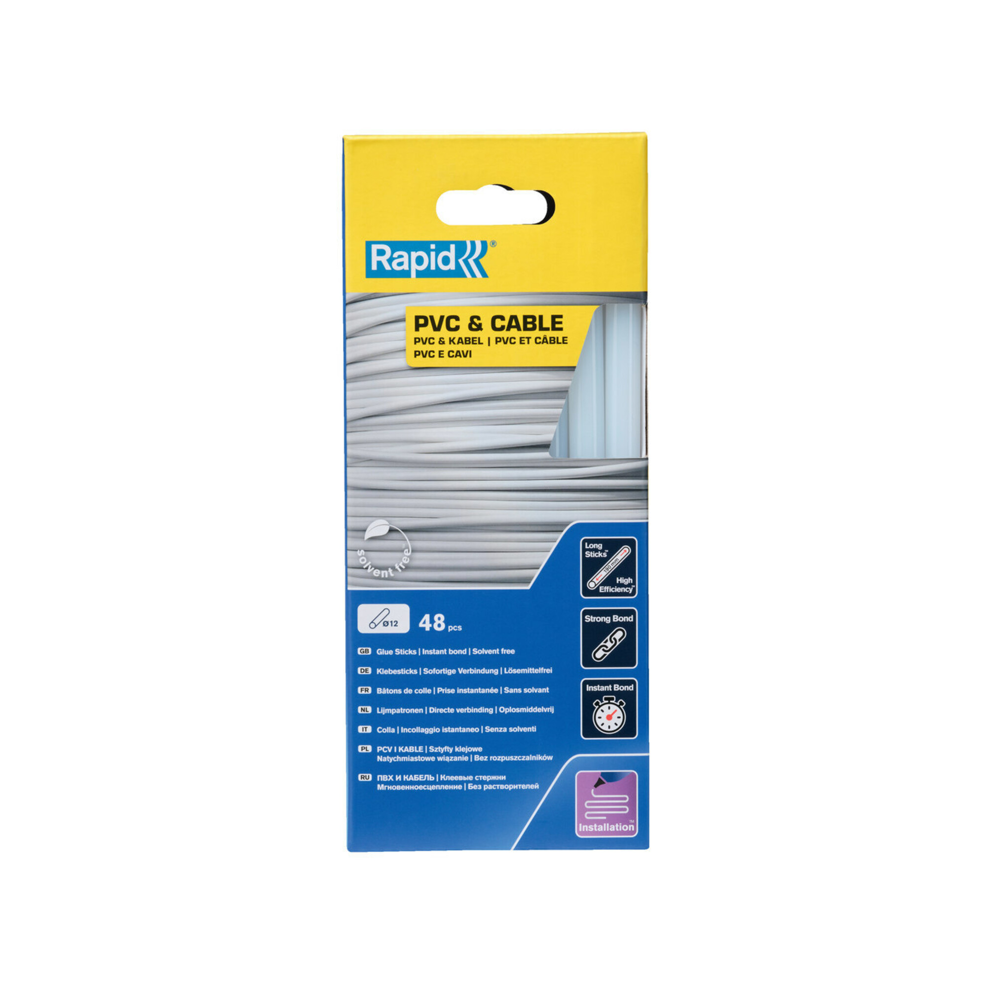 Rapid Klebesticks PVC/Kabel, Durchmesser 12 x 190 mm 48 Stk. Karton