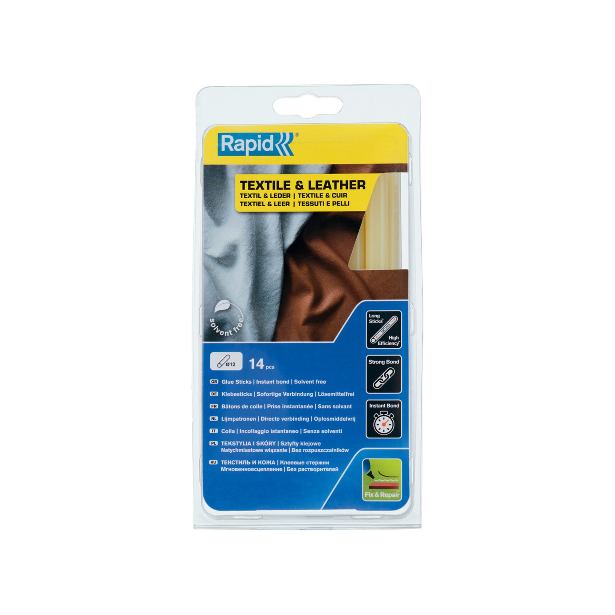 Rapid Klebesticks Textil und Leder, Durchmesser 12 x 190 mm 14 Stk. Blister