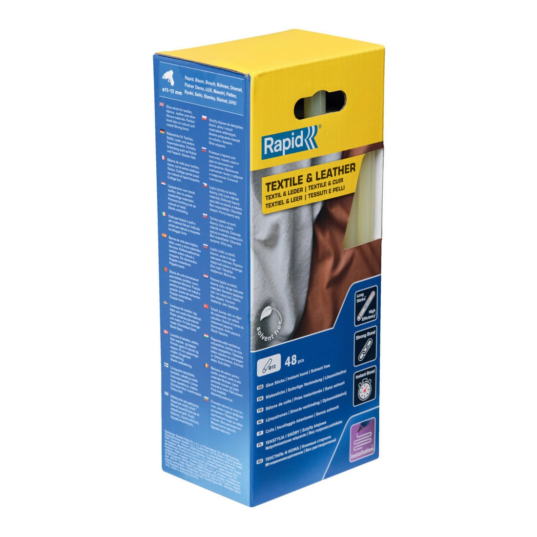 Rapid Klebesticks Textil und Leder, Durchmesser 12 x 190 mm 48 Stk. Schachtel