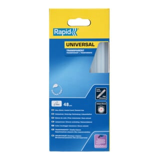 Rapid Klebesticks universal transparent, Durchmesser 12 x 190 mm 48 Stk. Karton
