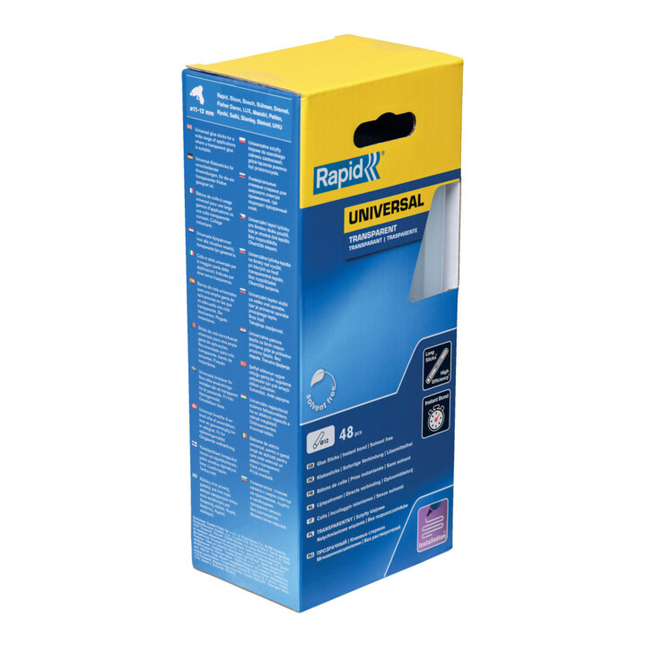 Rapid Klebesticks universal transparent, Durchmesser 12 x 190 mm 48 Stk. Karton