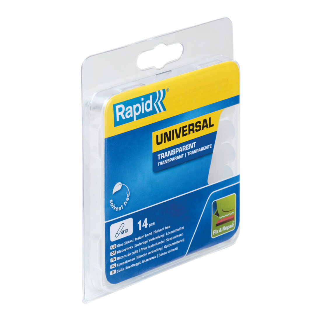 Rapid Klebesticks universal transparent, Durchmesser 12 x 94 mm 14 Stk. Blister