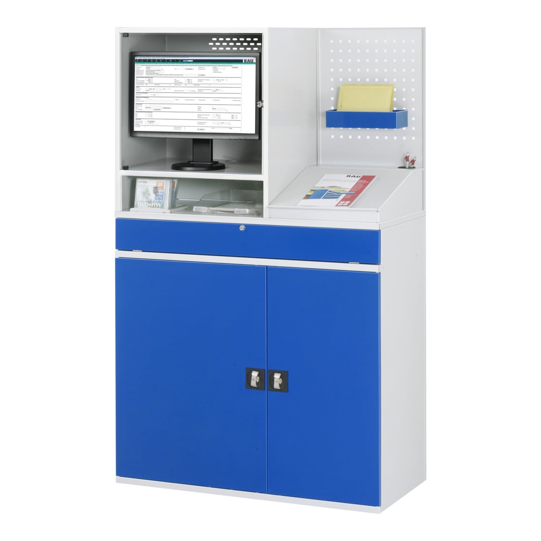 Rau Armoire informatique 67T avec boîtier moniteur T520mm, L1100xP520xH1770mm