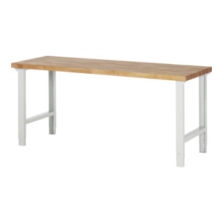 Rau Banco da lavoro con altezza regolabile e piano massiccio, 2000x700x790-1140mm