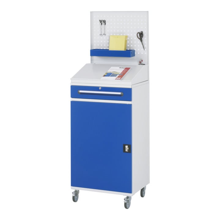 Rau Beistellschrank Stehpult 04, B650xT520xH1235/1345/1895mm, mobil