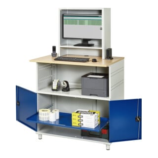Rau Bureau informatique 1022 avec boîtier moniteur P300mm, L1100xP790xH1840mm
