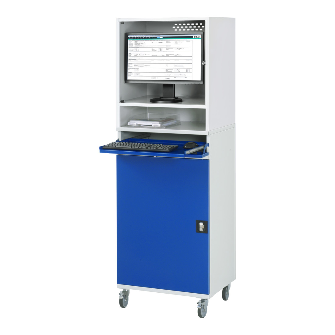 Rau Computer-Schrank 65 mit Monitorgehäuse T520 mm, B650xT520xH1895mm, mobil