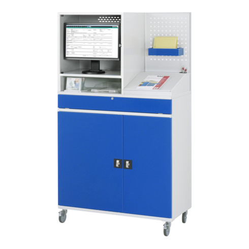 Rau Computer-Schrank 67T mit Monitorgehäuse T520mm, B1100xT520xH1895mm, mobil