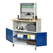 Rau Computer-Tisch 1022 mit Monitorgehäuse T300mm, B1100xT790xH1890mm, mobil