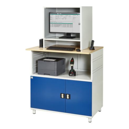 Rau Computer-Tisch 1023 mit Monitorgehäuse T550mm, B1100xT790xH1840mm