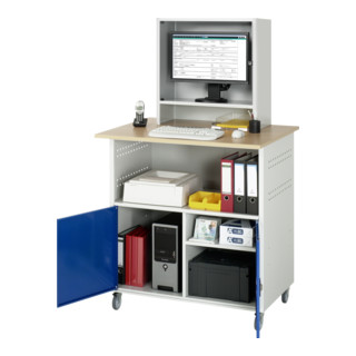 Rau Computer-Tisch mit Monitorengehäuse mobil BxTxH 1100x800x1100/1810mm