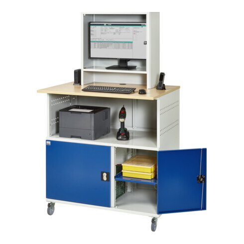 Rau Computer-Tisch mit Monitorengehäuse mobil BxTxH 1100x800x1100/1810mm