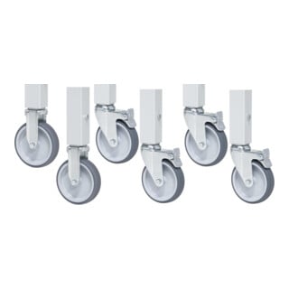 Rau Ensemble de roulettes avec expanseur, 2 roulettes fixes et 4 roulettes pivotantes avec frein