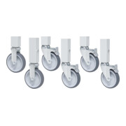 Rau Ensemble de roulettes avec expanseur, 2 roulettes fixes et 4 roulettes pivotantes avec frein
