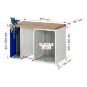 Rau Établi 7510A2, H890 × I × P, 4 tiroirs TA, 1 SSKL-4