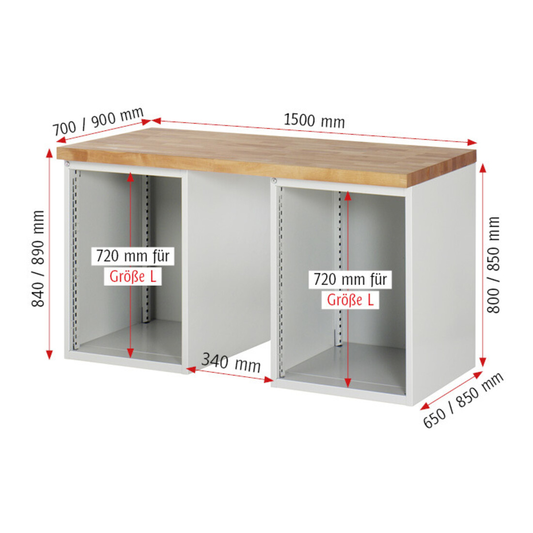 Rau Établi 7510A3, L1500xP900xH890mm, 8x tiroirs-TA