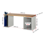 Rau Établi 7511A2, H890 × I × P, 5 tiroirs TA, 1 SSKL-2