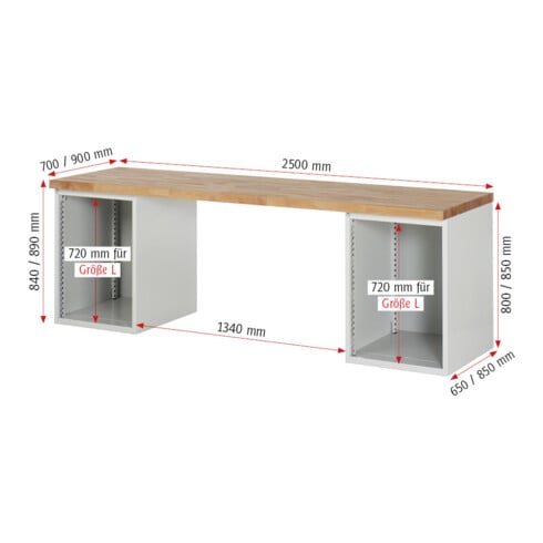 Rau Établi 7511A3, L2500xP700xH890mm, 10x tiroirs-TA