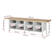 Rau Établi 8479A2, H840-1040mm, réglable en hauteur, 16 tiroirs-TA-4