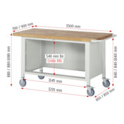 Rau Fahrbare Werkbank 8357, T700xH880mm, 3x Schublade-TA-5