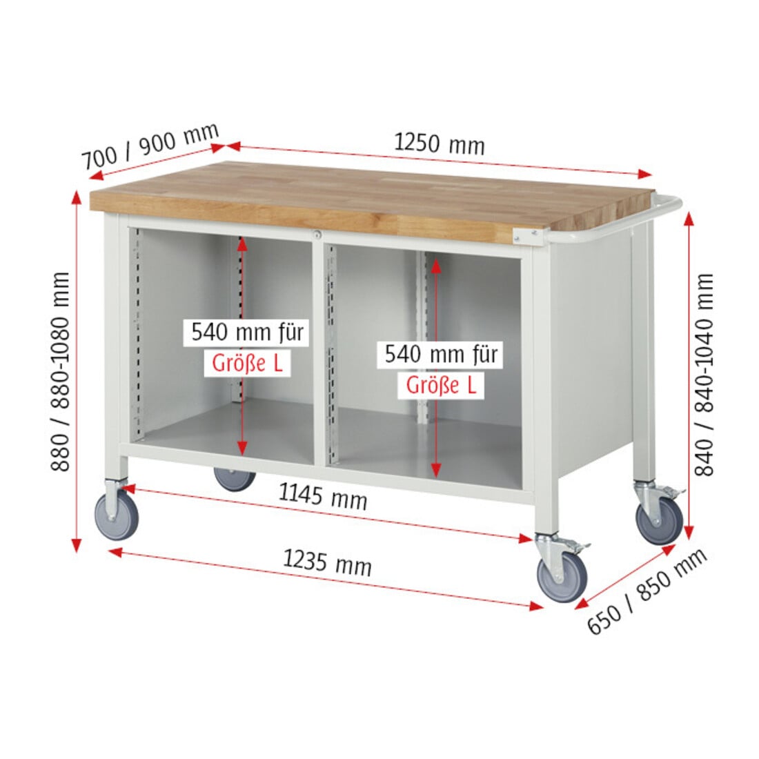 Rau Fahrbare Werkbank 8462, H880mm, 3x Schublade-TA