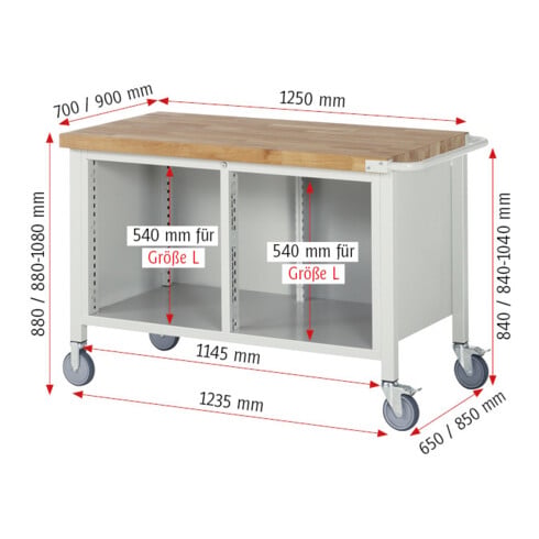 Rau Fahrbare Werkbank 8477, H880mm, 8x Schublade-TA